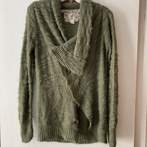 Element Cross Button Distressed Sweater